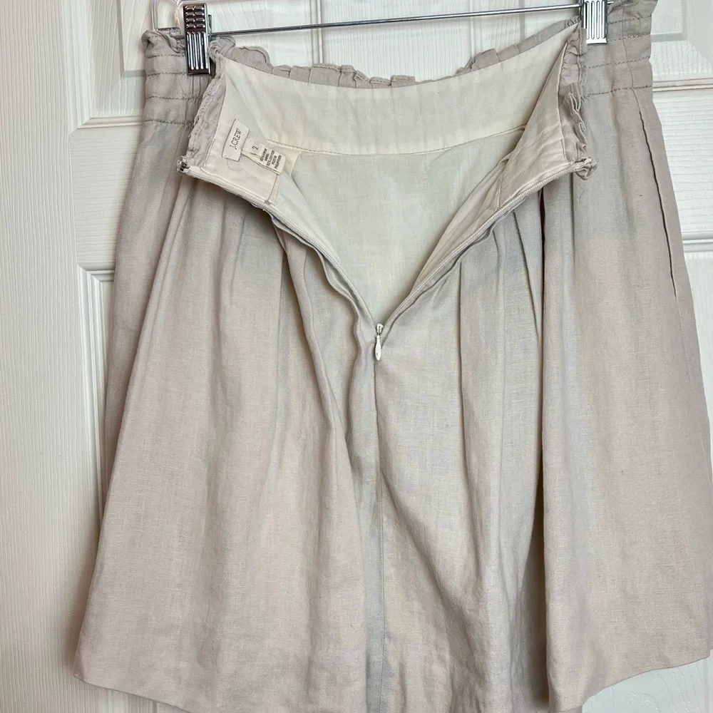 J. Crew Sidewalk Linen Pleated Skirt beige color size 2